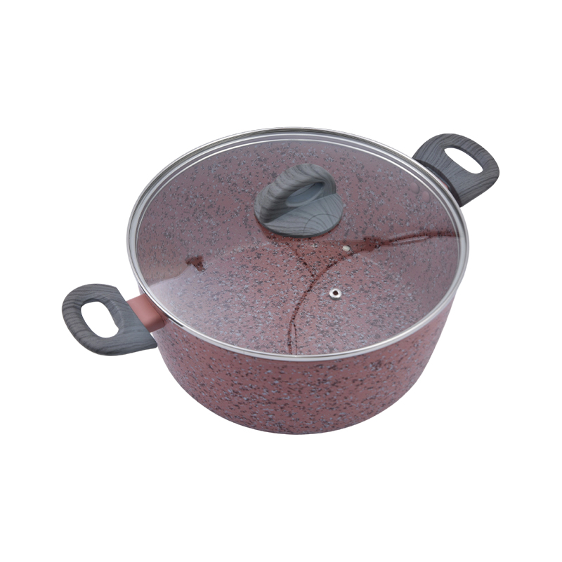 Aluminium Casserole composuerunt cum Pink Granite