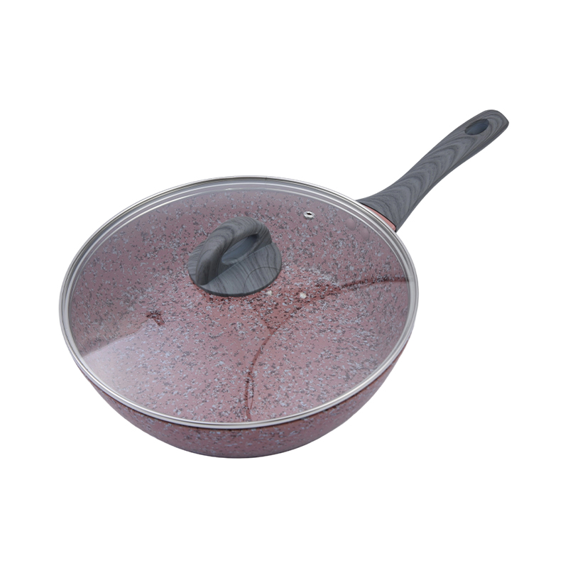 Aluminium composuerunt Fry Pan cum Lid Pink Granite