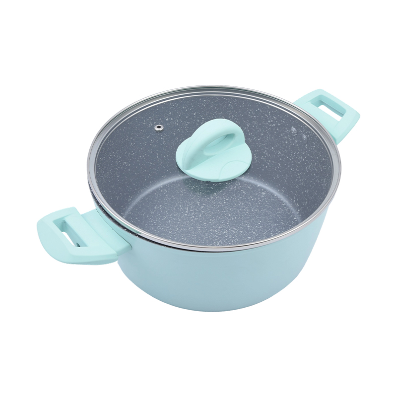 Aluminium Casserole composuerunt cum Nigro Aurum Marmore Ceramic Coating